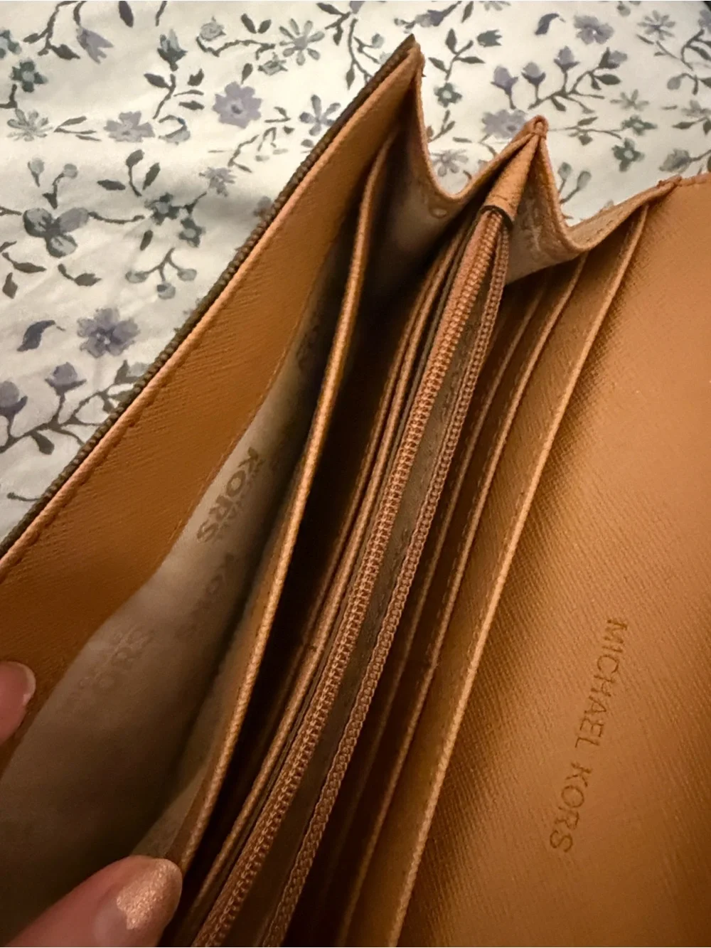 Michael Kors Brown Signature MK Fulton Continental Wallet with Gold Emblem